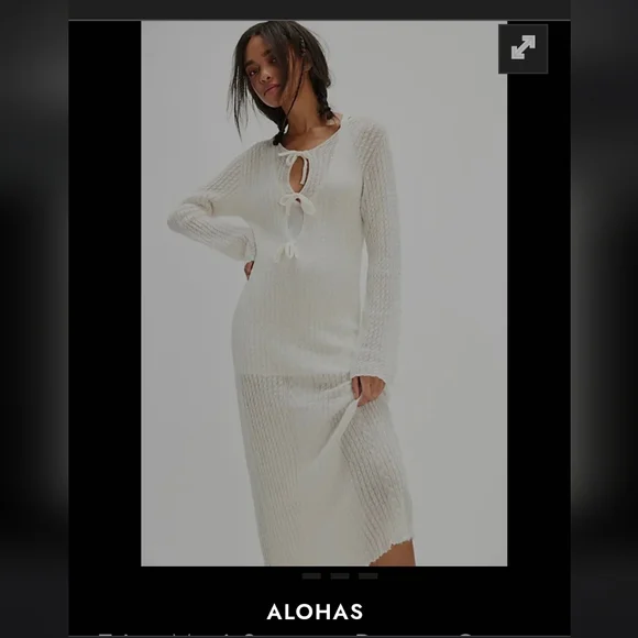 Alohas Triza Cream Knit Lace-Up Maxi Sweater Dress - Picture 6 of 15